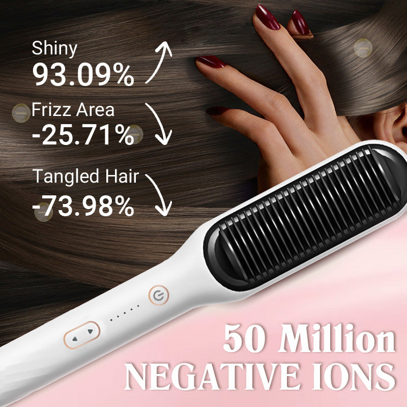 Curl Straight Hair 2 -in -1 -Hot Luftkammad jonisk rak hårkam är torr och våt