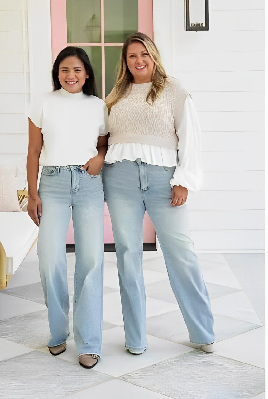 đSista dagen 49% rabattđ„-đVintage raka jeans med hög midja med magkontroll