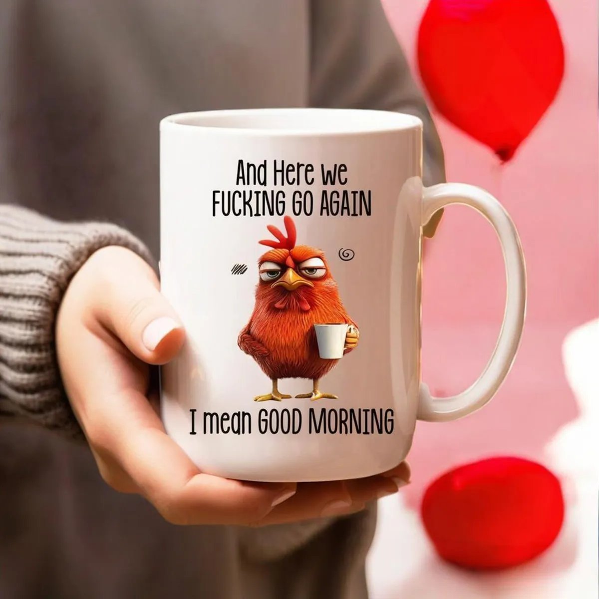 ☕ ”Nu börjar det igen, för helvete” Angry Chicken-mug