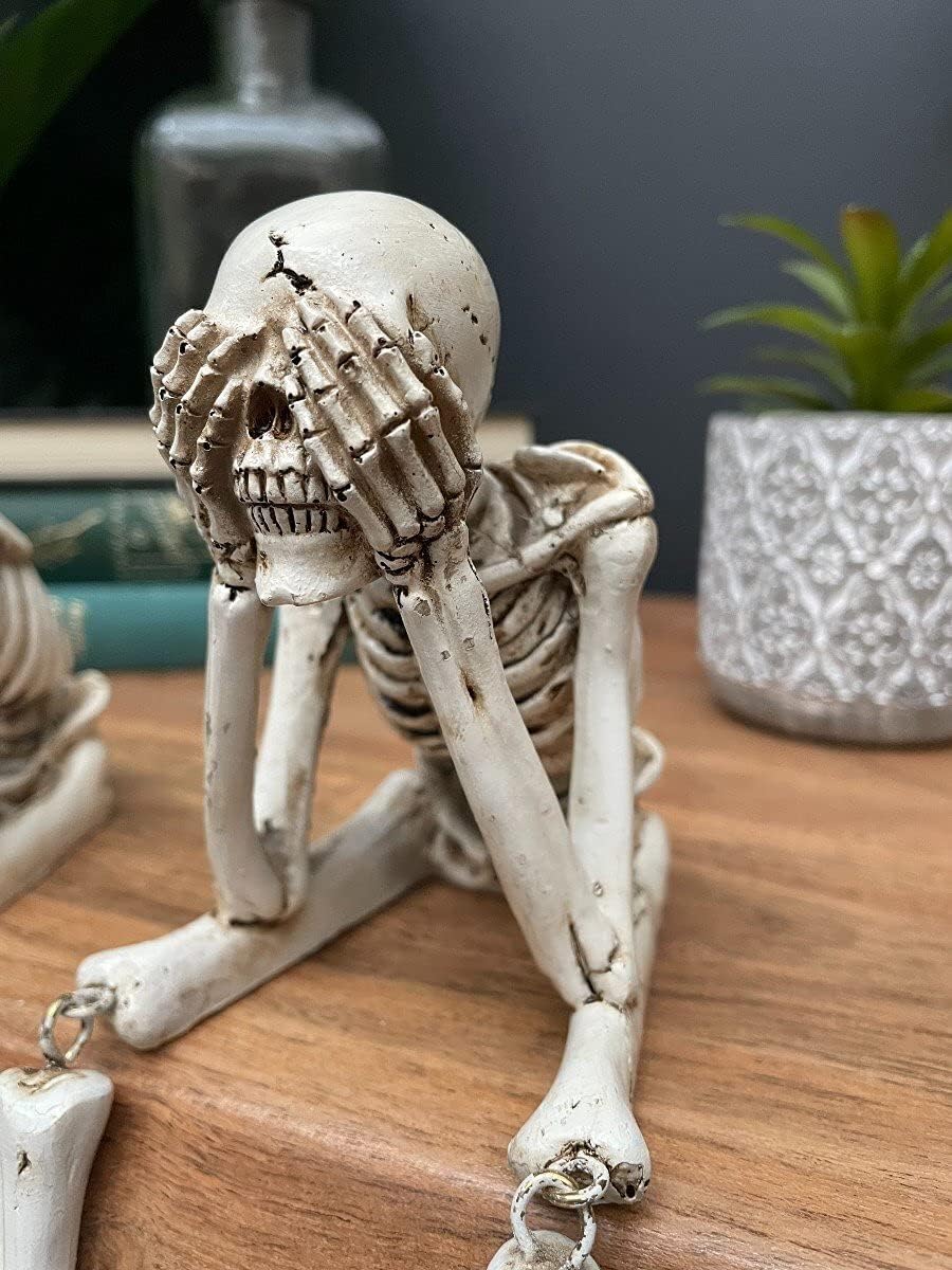 đ Halloween Tre kloka skelett Resinfigurer