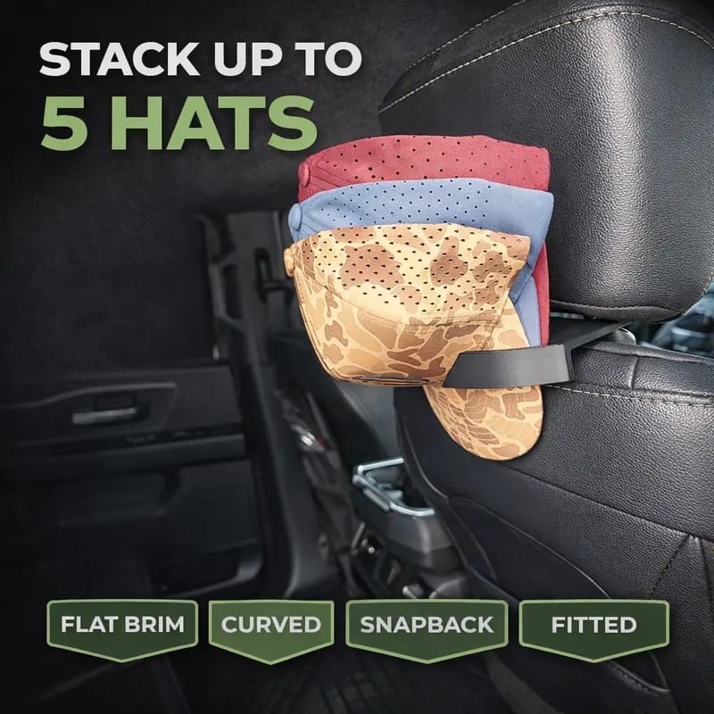 CabCap - Universal Headrest Hat Holder for Trucks Cars & SUVs | Holds 5 Hats