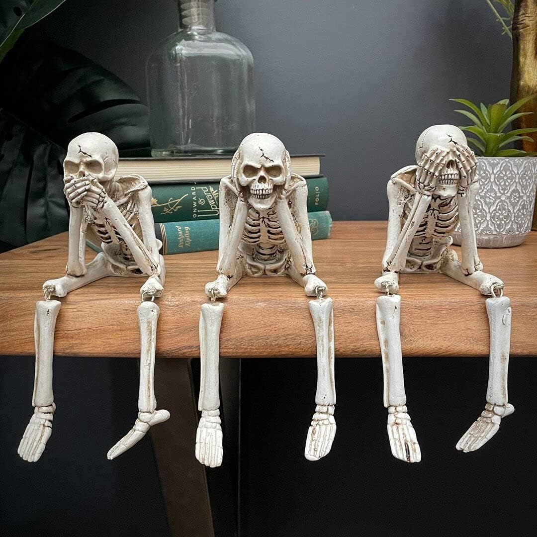 đ Halloween Tre kloka skelett Resinfigurer