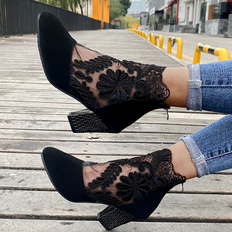 Damen High Heels mit eleganter Spitze für den Sommer/Women's högklackade damklackar med elegant spets för sommaren