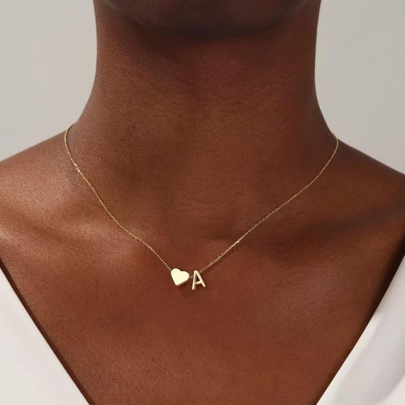 🎁Tunt Initialhalsband Gyllene Hjärta Bokstav A-Z