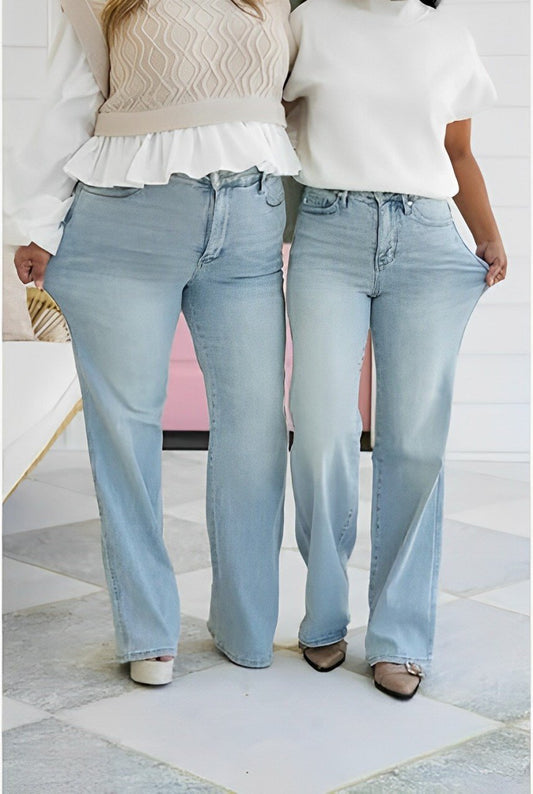 🏆Sista dagen 49% rabatt🔥-👖Vintage raka jeans med hög midja med magkontroll