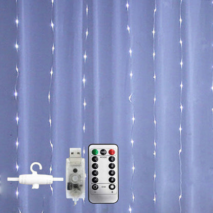 Led läder tråd gardin ljus