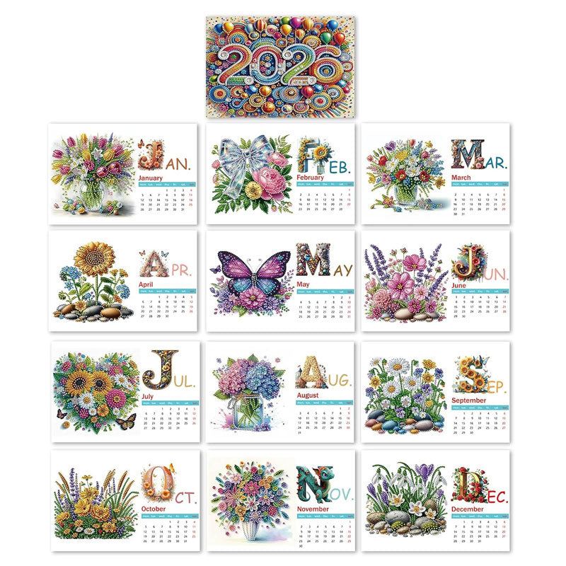 🔥Het rea🔥2026 DIY Specialformad Diamant Stående Kalender för Sovrum Vardagsrum