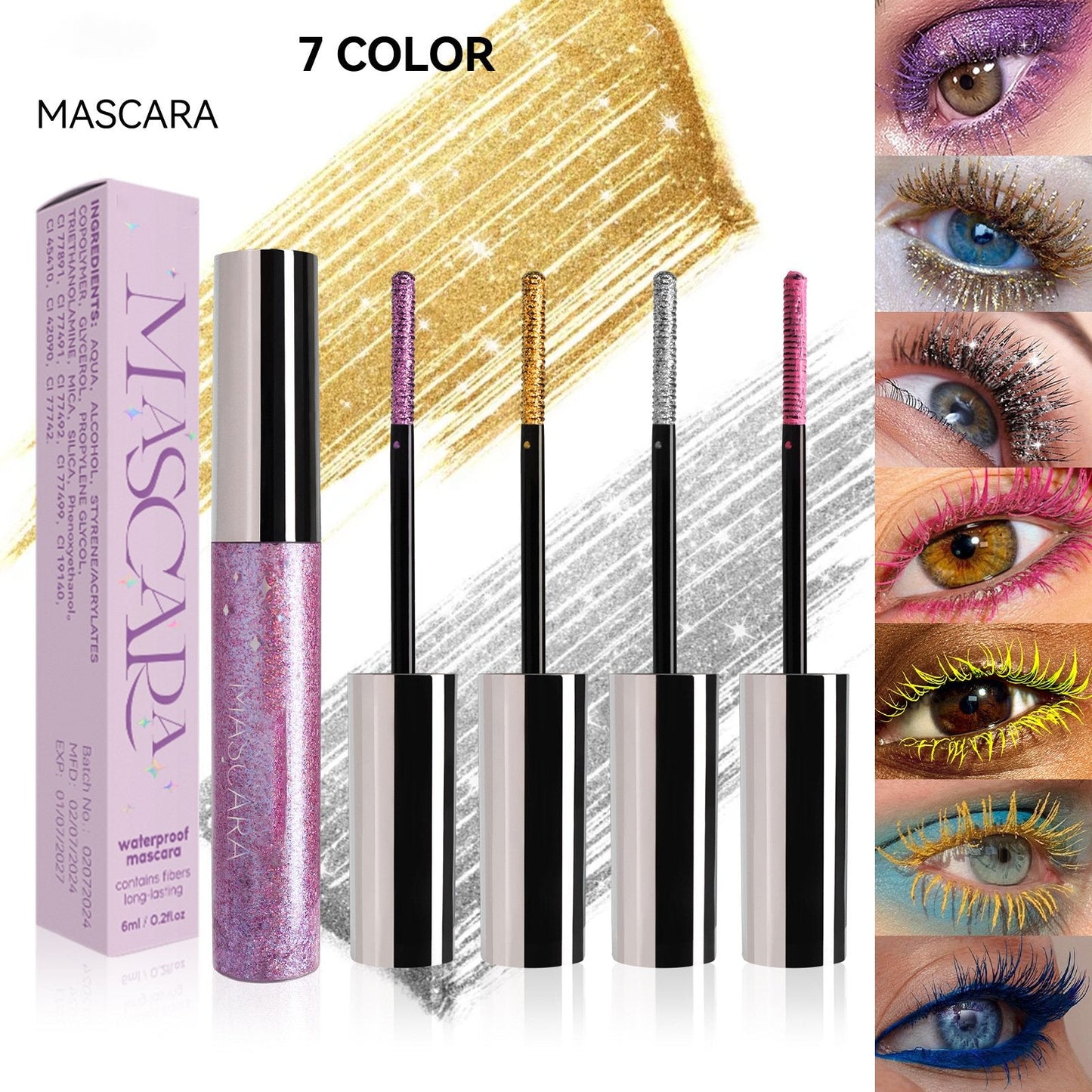 Färgglad Glittermascara