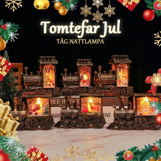🎄Jul Guldmålad Tåg Nattlampa Prydnad🎄