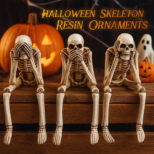 💀 Halloween Tre kloka skelett Resinfigurer