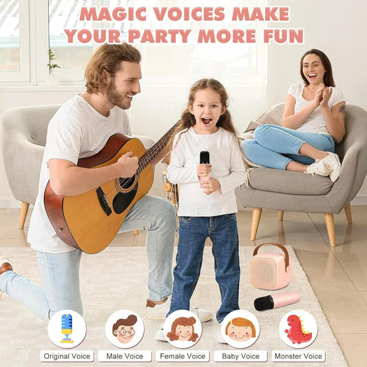 Mini Karaoke Machine med trådlösa mikrofoner