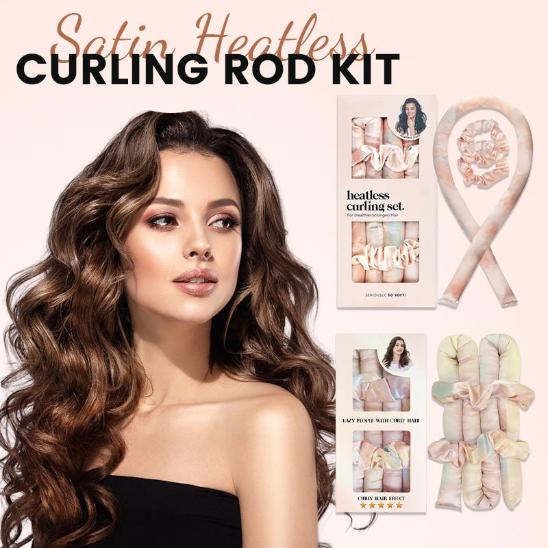 🌸 Satin Heatless Curling Rod Kit - Effortless Curls, hårvänlig skönhetshemlighet!