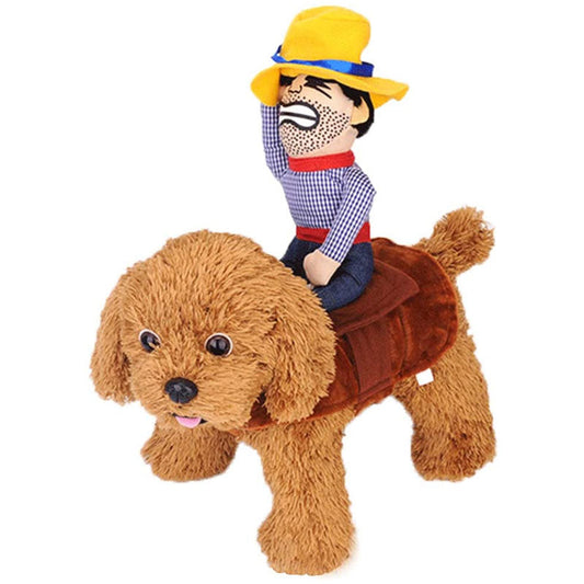 Halloween Husdjur Hund Cowboy Ryttare Dräkt