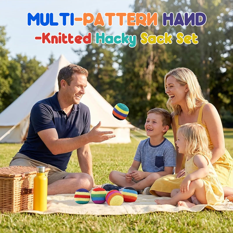 Multi-Pattern Hand-Knitted Hacky Sack Set