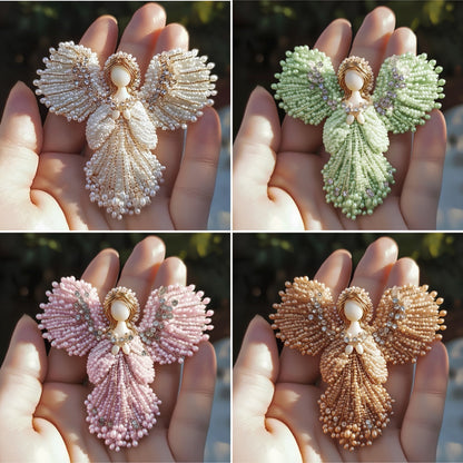 🔥SISTA DAGEN 50 % RABATT💖Handgjord pärlbrosch med ängelmotiv