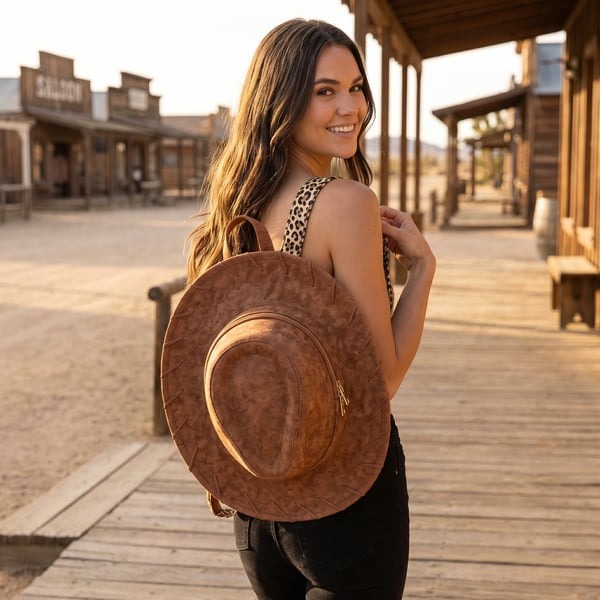 🔥🤠Backpack designed to look like a Western cowgirl hat👜