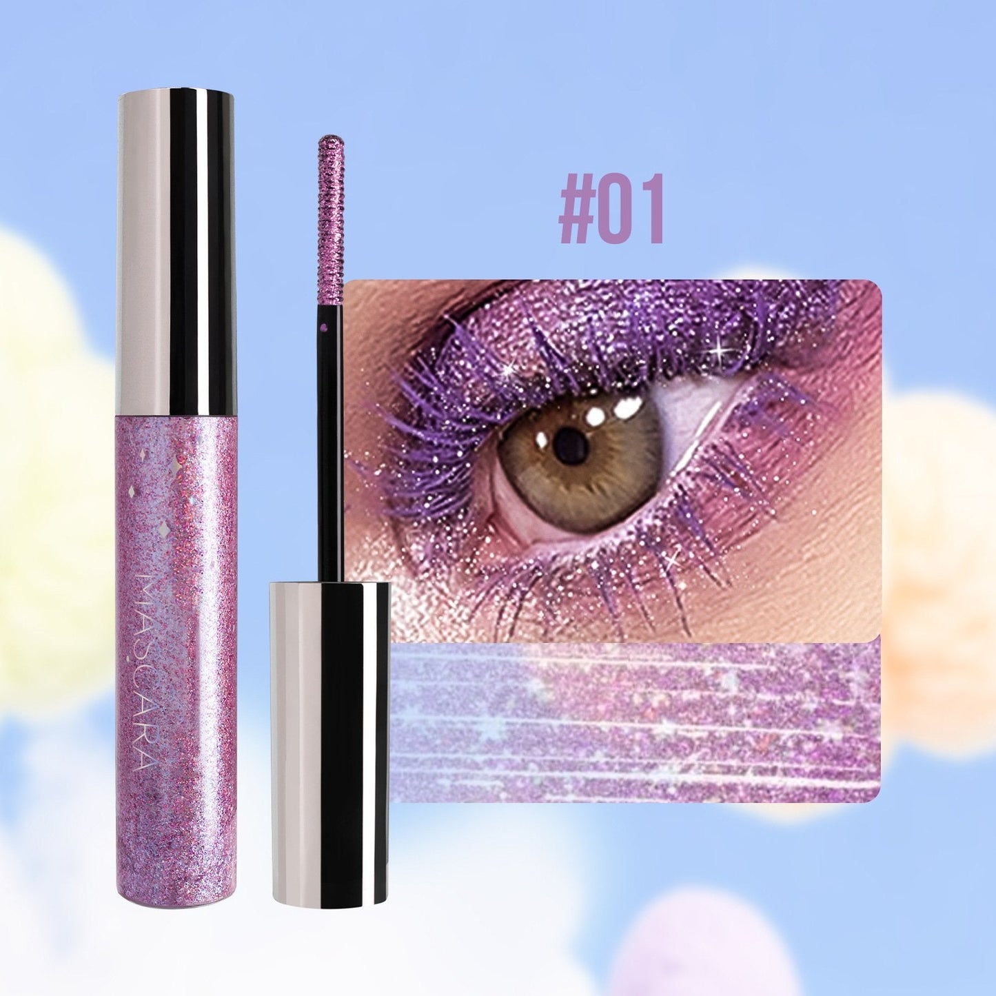Färgglad Glittermascara