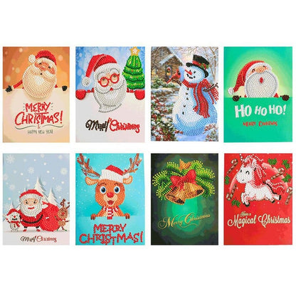 🎅5D diamantmålning julkort nya ankomst (8-pack)