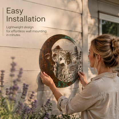 🌙Enchanted Moon Garden Wall Art – Vintage Nature Inspired Metal Wall Decor