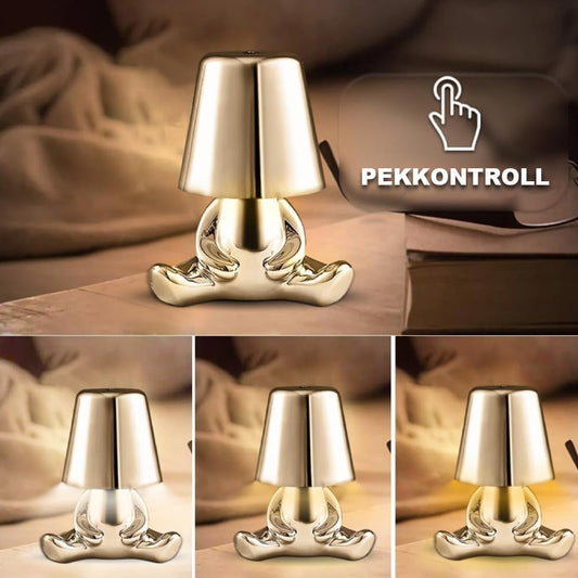 Touch-kontroll bordslampa Gyllene staty LED-lampa