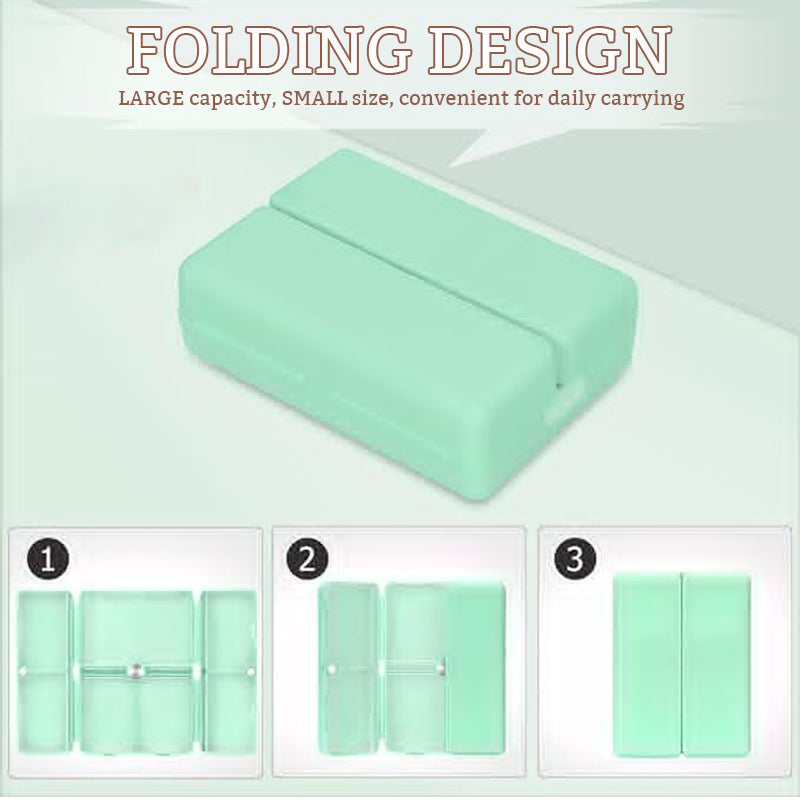 Pillerförvaring för daglig användning, 7 fack, portabelt pillerfodral, [vikbar design] pillerförvaring för resor