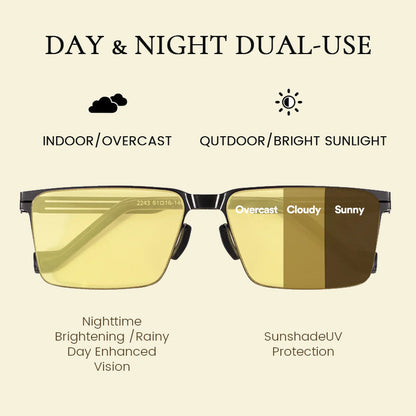 Fyrkantiga solglasögon för dag- och nattbruk