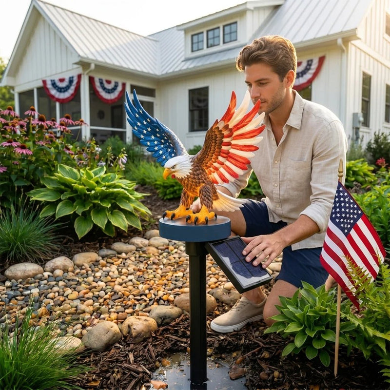 Solar Eagle Garden Light – A Glowing Tribute to American Freedom