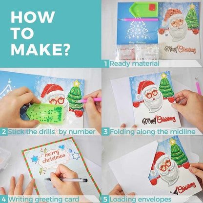 🎅5D diamantmålning julkort nya ankomst (8-pack)