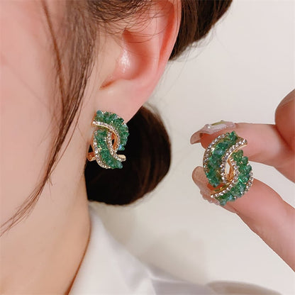 💖 49% rabatt -💕Fashion Cross Green Crystal örhängen