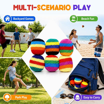 Multi-Pattern Hand-Knitted Hacky Sack Set