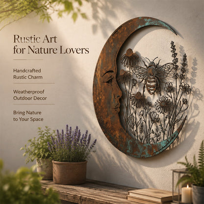 🌙Enchanted Moon Garden Wall Art – Vintage Nature Inspired Metal Wall Decor