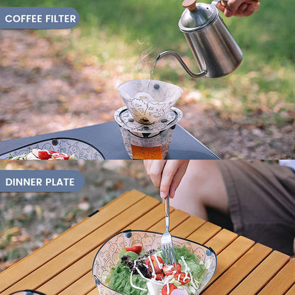 🏕️ Hopfällbar portabel servis för utomhusbruk - lätt och praktisk, ett måste för utomhusbruk! 🍽️