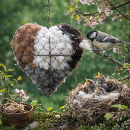 🕊️ Handmade birdhouse made of alpaca fiber in the shape of a hear
