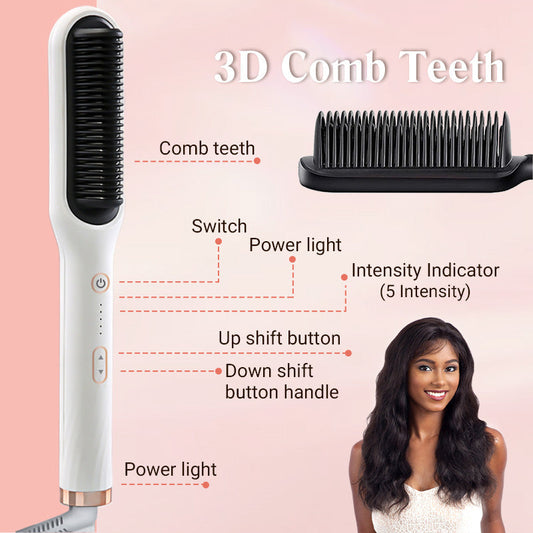 Curl Straight Hair 2 -in -1 -Hot Luftkammad jonisk rak hårkam är torr och våt