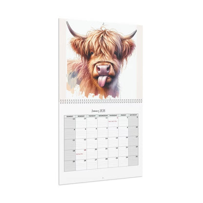 🐮Highland Cow Kalender 2026 – Rustik lantlig väggkonst & månadsplanerare