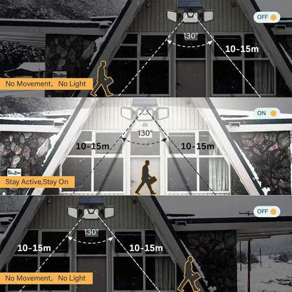 Uppgraderad vidvinklig solcellslampa med rörelsesensor