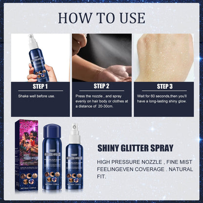 🔥Hot Sale💖Vattentät Glitter Spray Stage Fest Hår och kläder