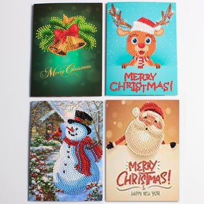 🎅5D diamantmålning julkort nya ankomst (8-pack)