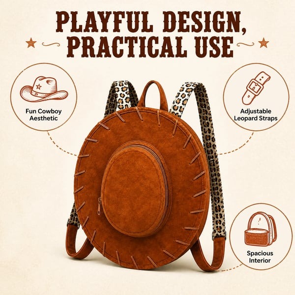 🔥🤠Backpack designed to look like a Western cowgirl hat👜