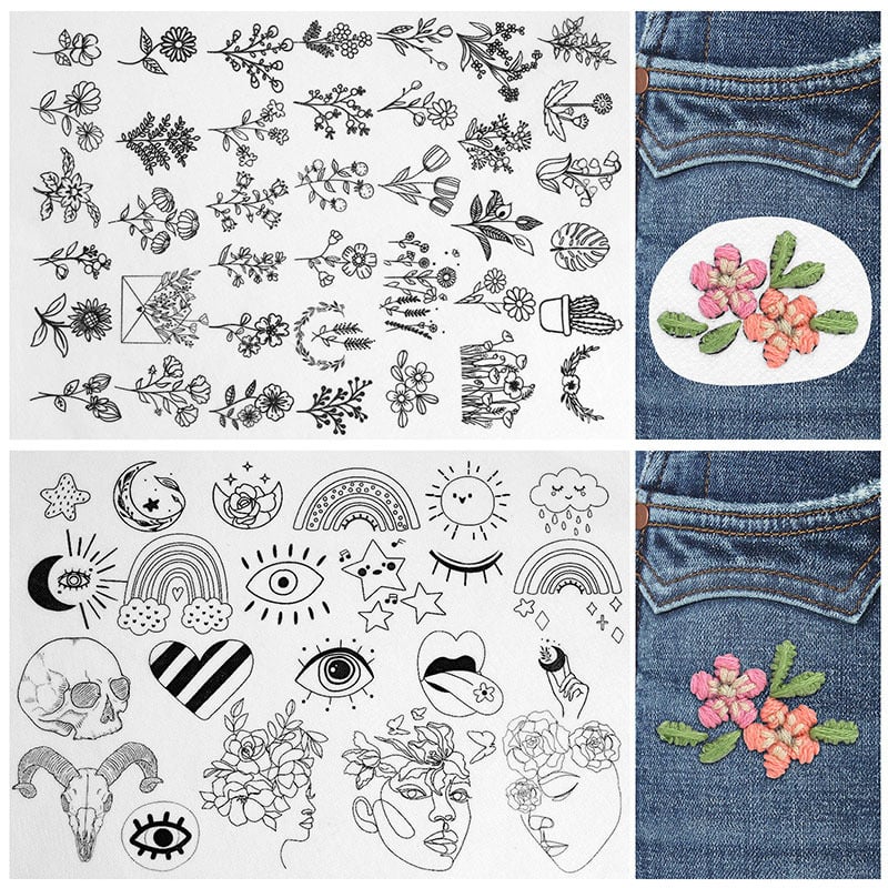 🌸Flower Lines Designed Flower Border Patterns Embroidery Patterns – Embroidery & Stitch for Beginner