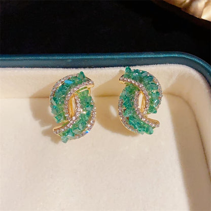 💖 49% rabatt -💕Fashion Cross Green Crystal örhängen