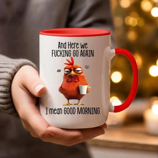☕ ”Nu börjar det igen, för helvete” Angry Chicken-mug