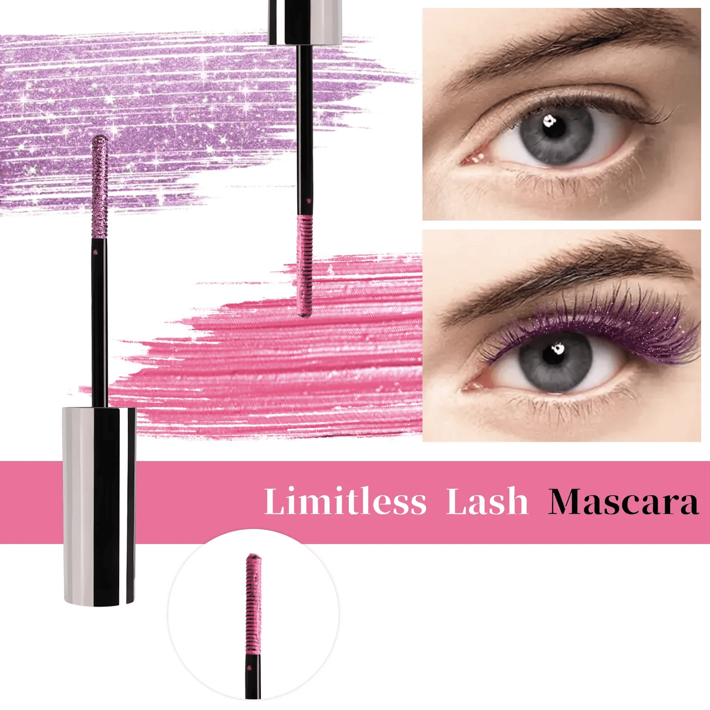 Färgglad Glittermascara