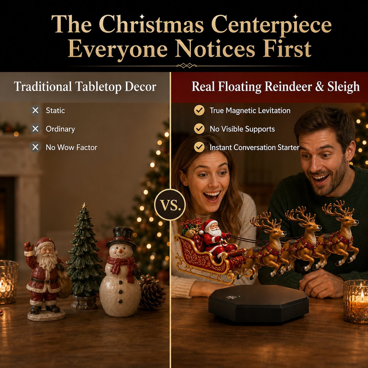 🎅 Santa’s Flying Sleigh — Magnetic Levitation Christmas Display ✨