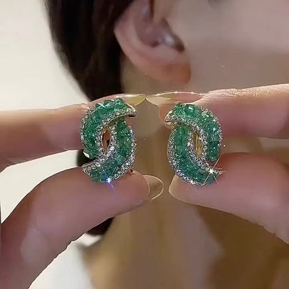 💖 49% rabatt -💕Fashion Cross Green Crystal örhängen