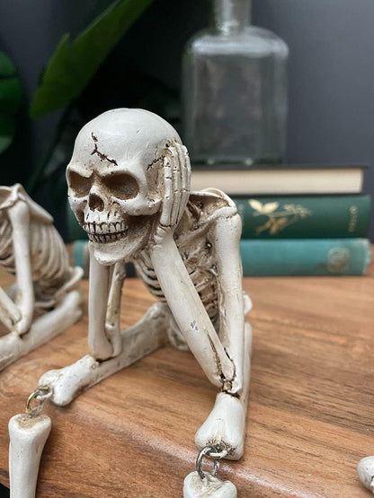 💀 Halloween Tre kloka skelett Resinfigurer