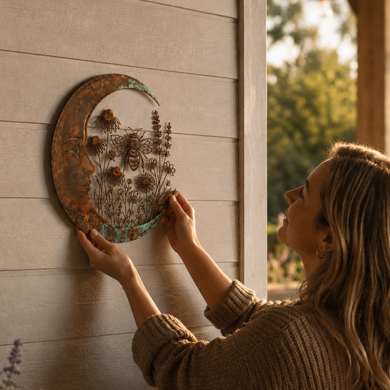 🌙Enchanted Moon Garden Wall Art – Vintage Nature Inspired Metal Wall Decor