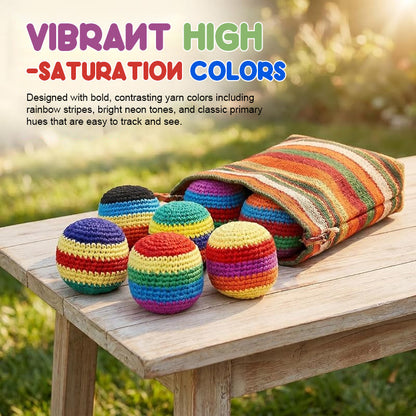 Multi-Pattern Hand-Knitted Hacky Sack Set