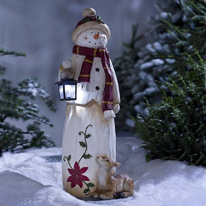 🎄Woodland Snowman med elektronisk lampa