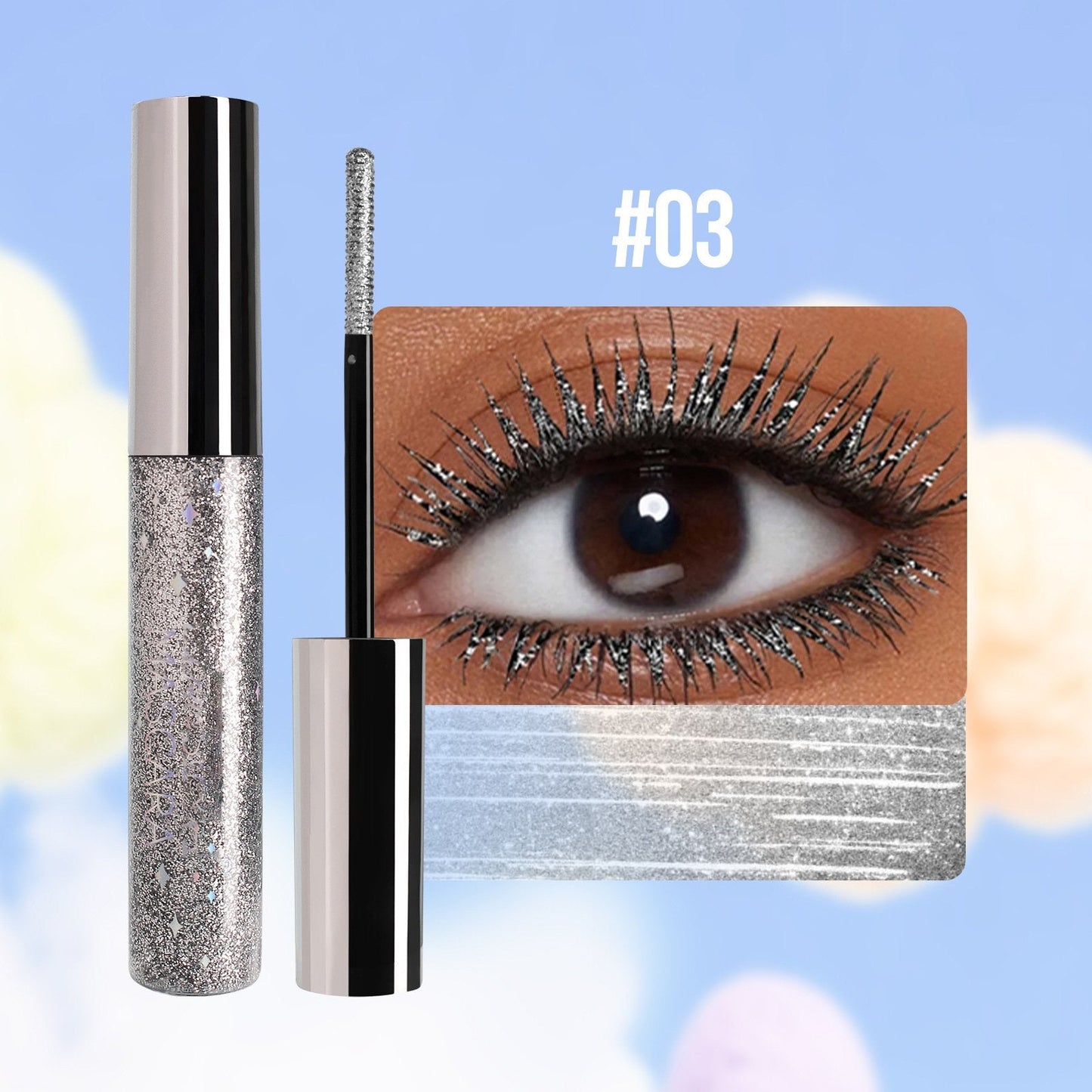 Färgglad Glittermascara